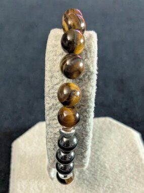 Jexvia Wooden & Black Stretch Bracelet